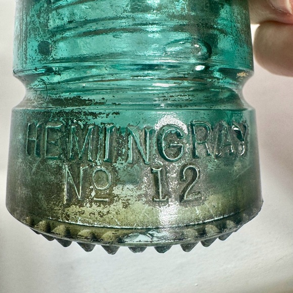 Vintage Hemingray no. 12 Insulator Patent May 2 1893, Green/Blue glass. - Picture 6 of 13